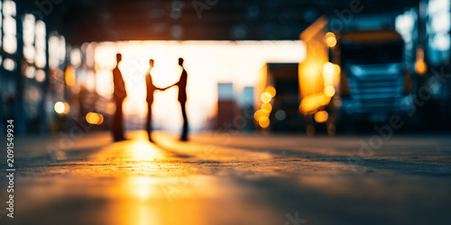 Blurred image of businesspeople shaking hands. Professional Business Agreement Concept