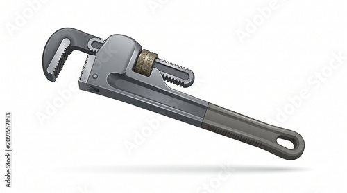 Adjustable pipe wrench 3D graphic illustration isolated on white background