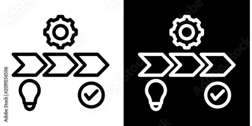 Value Chain  Icon Set White Line Style Collection