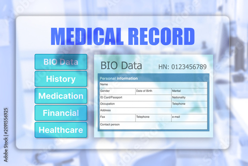 Electronic medical record screen on tablet.