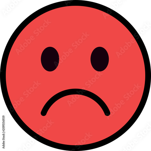 Sad Emoticon Face Isolated on Transparent Background  