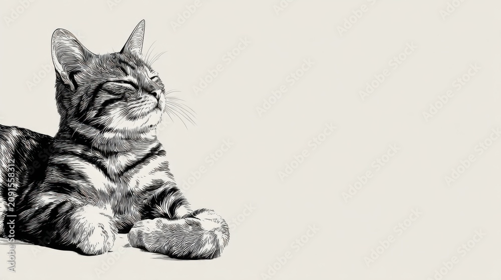 Fototapeta premium Tranquil Cat Portrait Exuding Serenity and Peaceful Energy