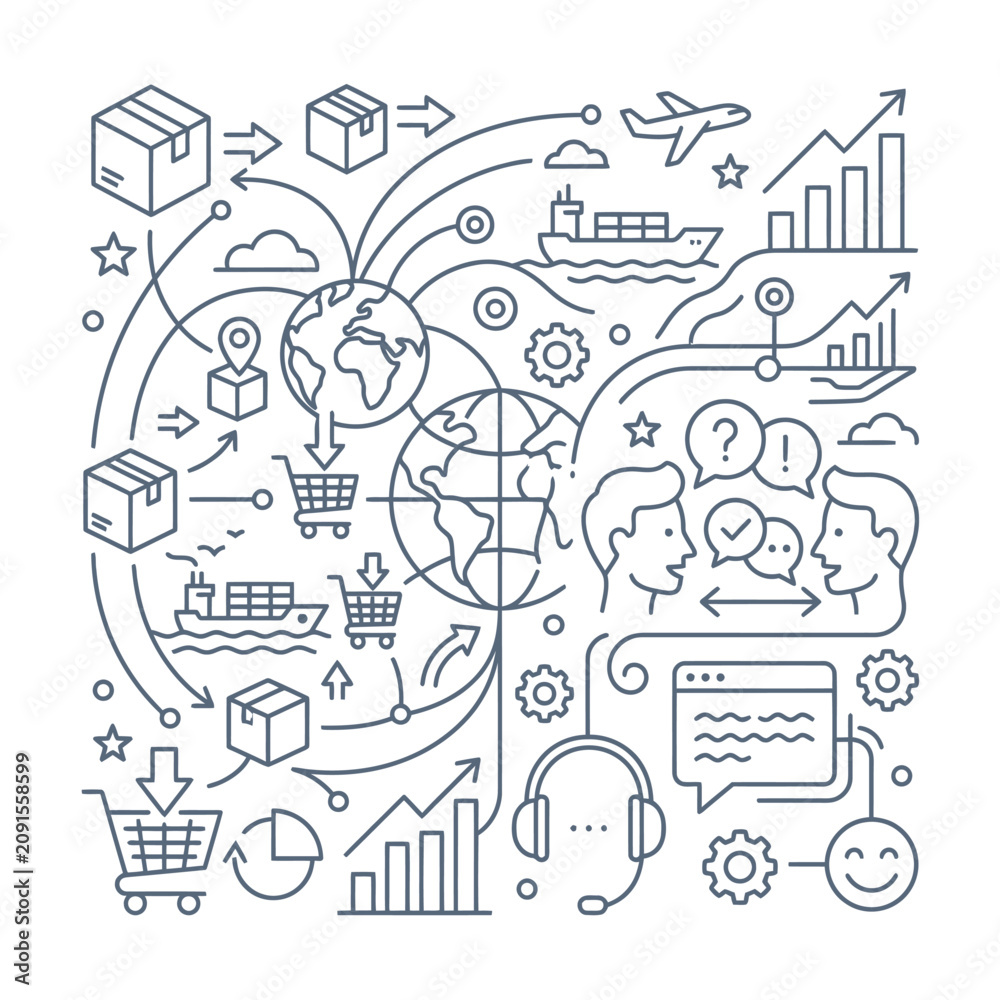 Fototapeta premium Global E-commerce and Business Logistics.