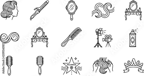 Foto Black  White Line Art Hairdressing, Beauty, and Hollywood Glamour Icons