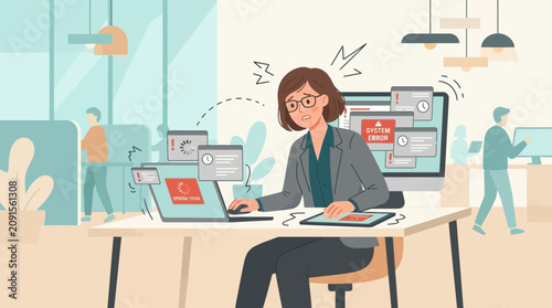 Overwhelmed Woman Stressed at Computer, Workload Stress, Deadline Pressure