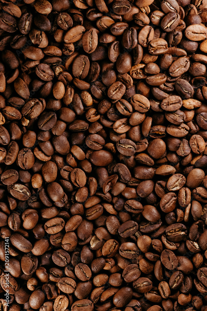 Fototapeta premium Fresh Roasted Coffee Beans Texture