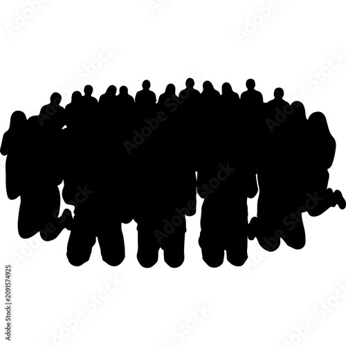 Silhouette of a Diverse Group of People Standing Together.