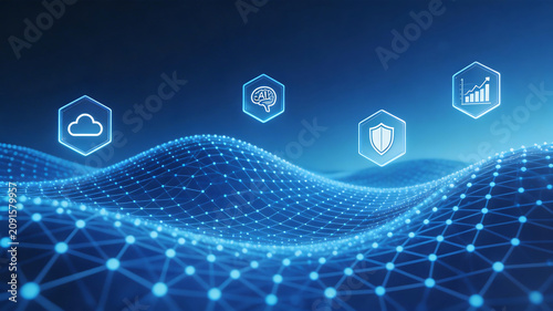 Abstract digital network with icons