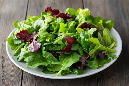 Fresh Mixed Leaf Salad with Green and Red Lettuce on White Plate for Healthy Nutrition and Vegan Meal Ideas