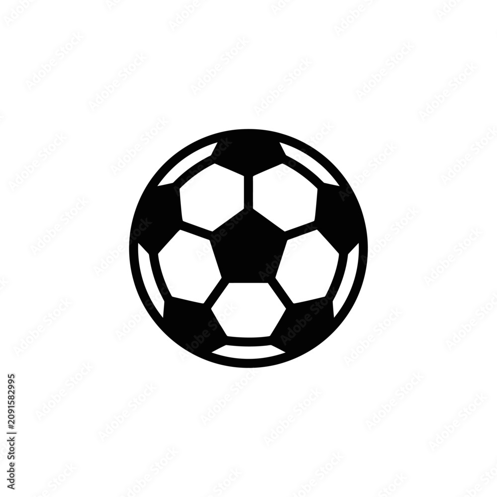 Fototapeta premium Minimalist Black and White Soccer Ball Vector Icon