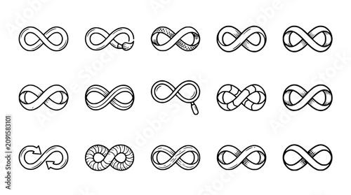 Fotografie Infinity Symbols Collection: Various Styles and Textures