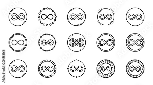 Foto Infinite Loop Symbols Collection: Diverse Infinity Icons in Circles