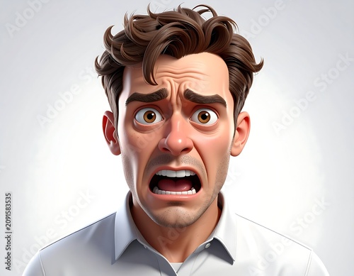 Frustrated businessman with glasses shouting in surprise.