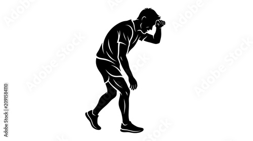 Принти на полотні Tired Athlete Silhouette Wiping Sweat After Exercise