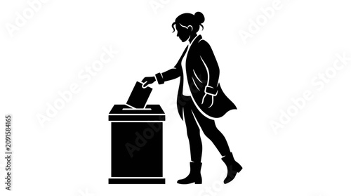Woman Silhouette Voting in Ballot Box - Democracy, Election, Choice, Civic Duty