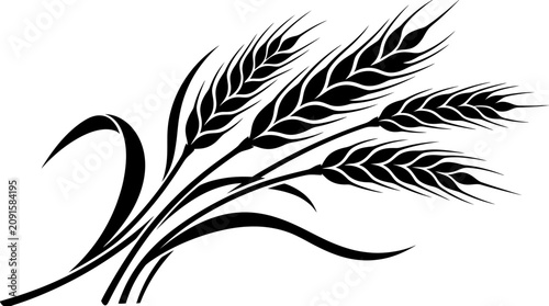 Black Wheat Stalks Silhouette Vector Graphic