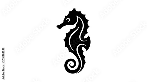 Black Seahorse Silhouette Icon - Marine Life Symbol