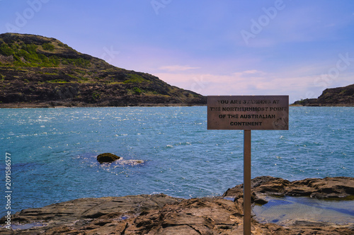 Cape York Queensland, sign marking the northern most point of the Australian continent