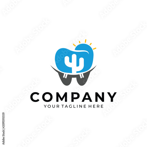 Creative Desert Dental Logo with Cactus and Sunrise for Modern Orthodontic Clinic Branding