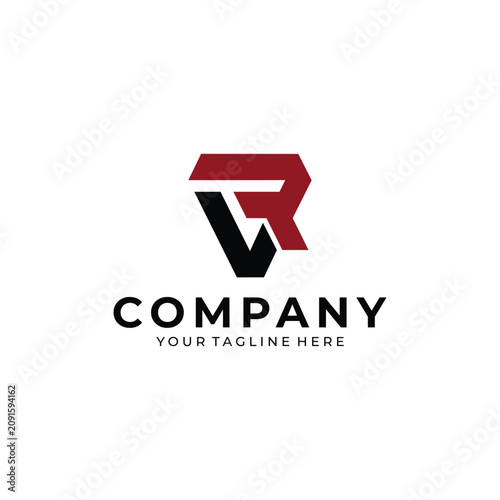 Modern Letter VR Monogram Logo Design with Geometric Red and Black Branding