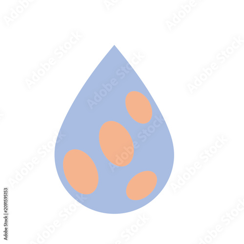 Blue drop with orange spots