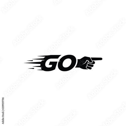 Tableau sur toile A hand points to the word GO with motion lines vector illustration