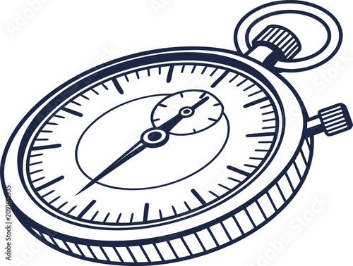 Detailed manual stopwatch illustration showing precise time measurement for sports events and efficient business management tasks