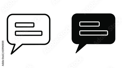 Cuadro en lienzo Minimalist Speech Bubble Icons Set Featuring Outline and Solid Styles for Commun