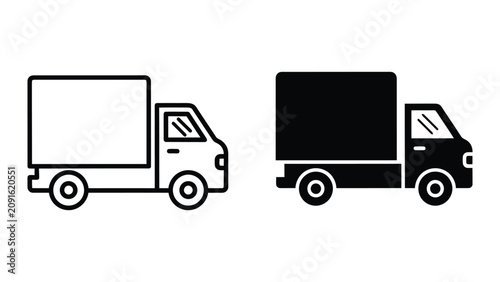 Foto Delivery Truck Icon Set Featuring Outline and Solid Vector Graphics for Logistic