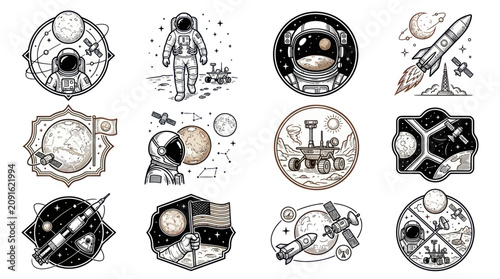 Foto Astronauts and Space Exploration Emblems Collection.