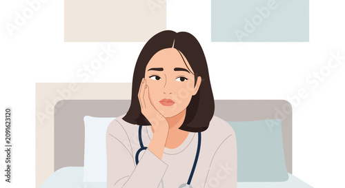 Worried Doctor Illustration - Healthcare Professional Concern