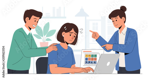 Workplace Bullying, Harassment Case, Office Stress Stress, Coworkers Conflict Concept