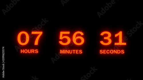 Foto Digital countdown timer display showing seven hours fifty six minutes thirty one seconds