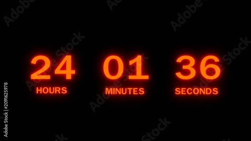 Obraz na płótnie Digital countdown clock display showing twenty four hours one minute thirty six seconds