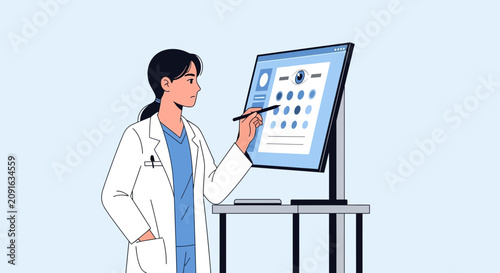 Doctor using digital tablet for medical data analysis and patient care