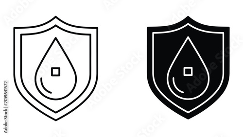 Bild auf Leinwand Waterproof Shield Icon Set Featuring Outline and Solid Vector Designs for Protec