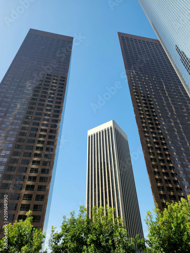 Urban architectural background featuring a cluster of high-rise commercial real estate buildings