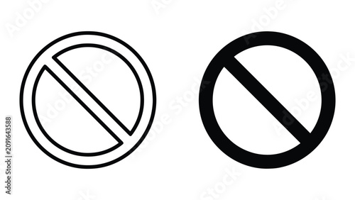 Foto Prohibited sign icons featuring a circular outline and solid black fill in a min