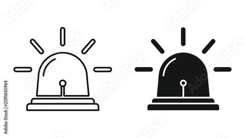Photos Emergency Siren Light Icons Set Featuring Outline and Solid Vector Graphic Style
