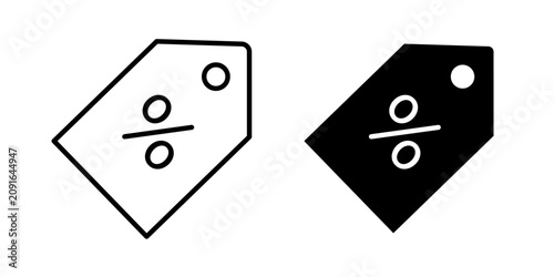 Fotografie Tags icon in outline and solid style, isolated on white background
