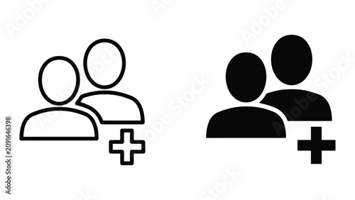 Fotografie Family Members Adding New Member Silhouette Vector Illustration Line Art