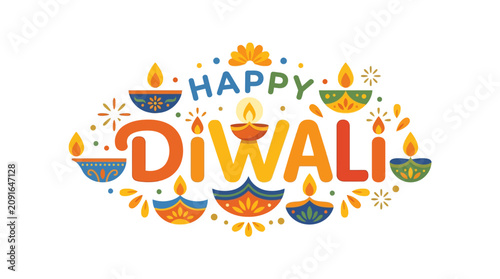 Traditional Festival of Lights Background with Decorative Oil Lamps and Glowing Ornaments