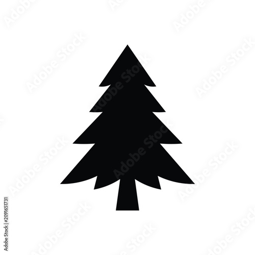 Tree icon isolated black on white background. Vector Illustration.