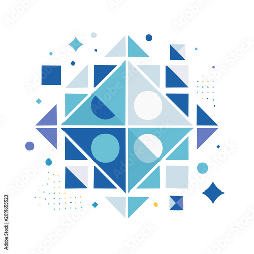 Abstract Geometric Pattern with Shapes and Flat Design
