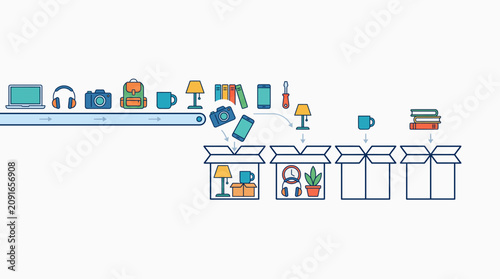 Ai Automation Sorting and Packing Electronic Devices and Household Items