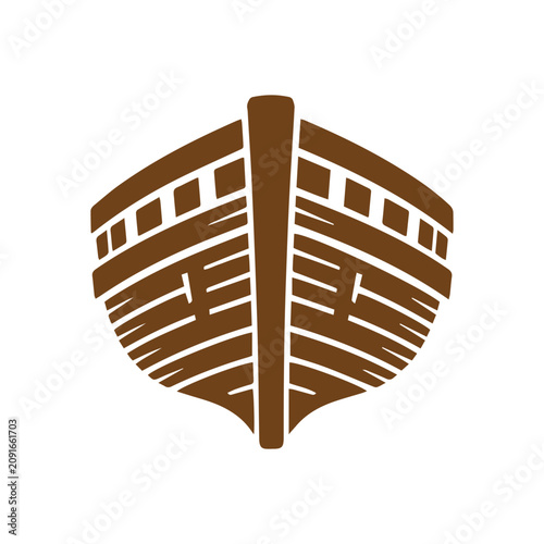minimalist brown wooden ship bow graphic icon for maritime company branding