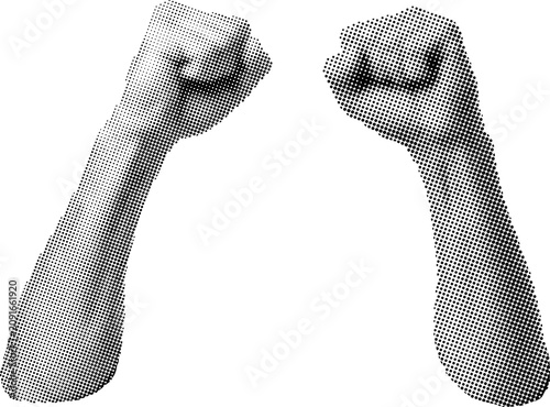 Fotografía Halftone Raised Fist Dot Pattern Vector Icon Set for Protest Power and Solidarit