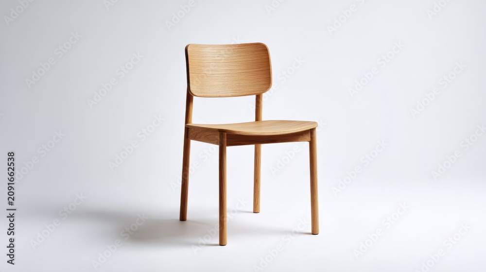 Obraz premium Elegant Wooden Chair Design for Modern Interior Spaces with Minimalist Aesthetic and Warm Finish