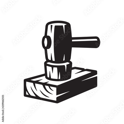 Obraz na plátne Wooden Gavel And Sound Block Icon For Judicial And Legal Concepts