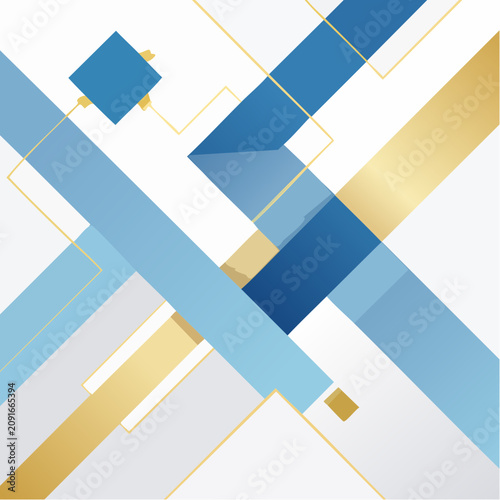 Abstract Geometric Background with Blue and Gold Lines